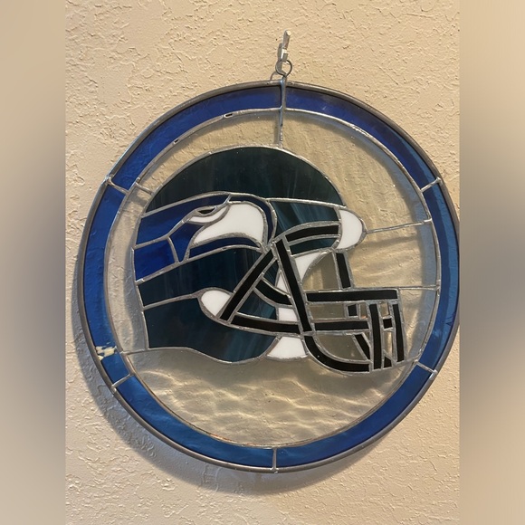 Vintage Seattle Seahawks Stain Glass Hanging - Picture 2 of 8